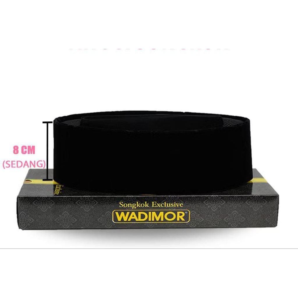 Peci Songkok Hitam Wadimor Tinggi 8cm Ukuran 8
