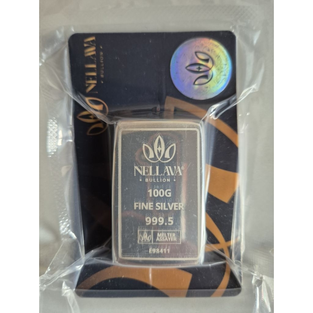 Perak Asli NELLAVA silver 999.99% (perak asli batangan 100gram)