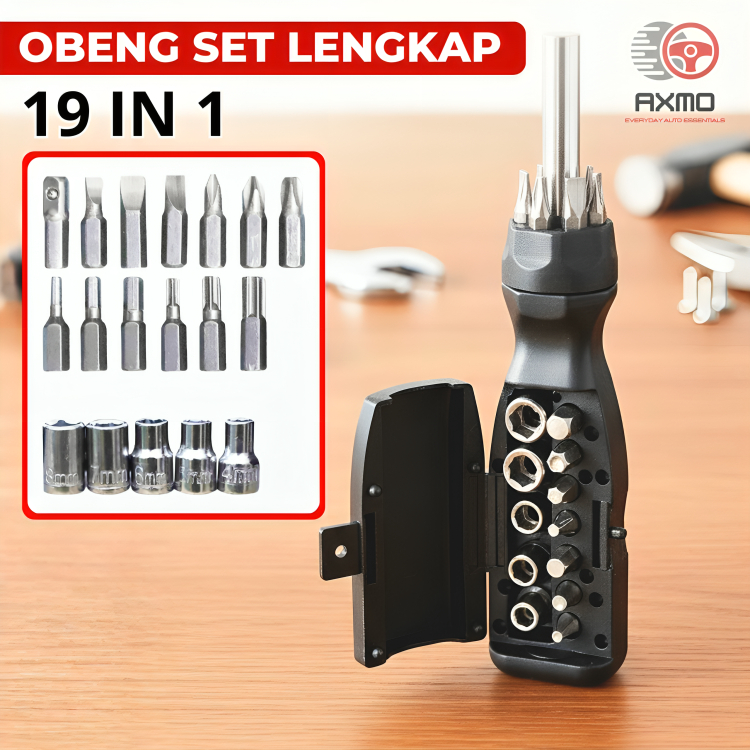Obeng Set Lengkap 19 In 1 Obeng Plus Minus Screwdriver Mata Obeng Set Kecil Lengkap