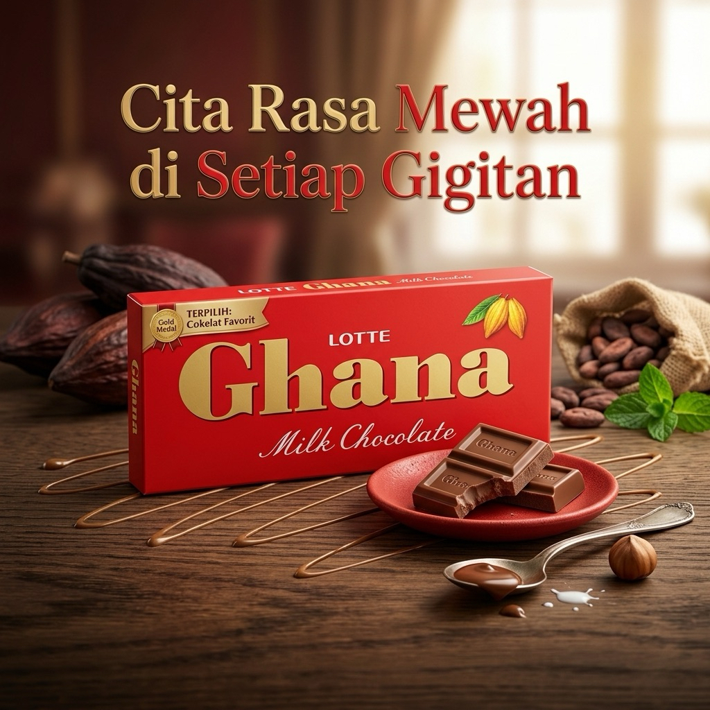 Lotte Ghana Milk Chocolate Jepang Premium 50g – Coklat Batang Jepang Original Creamy