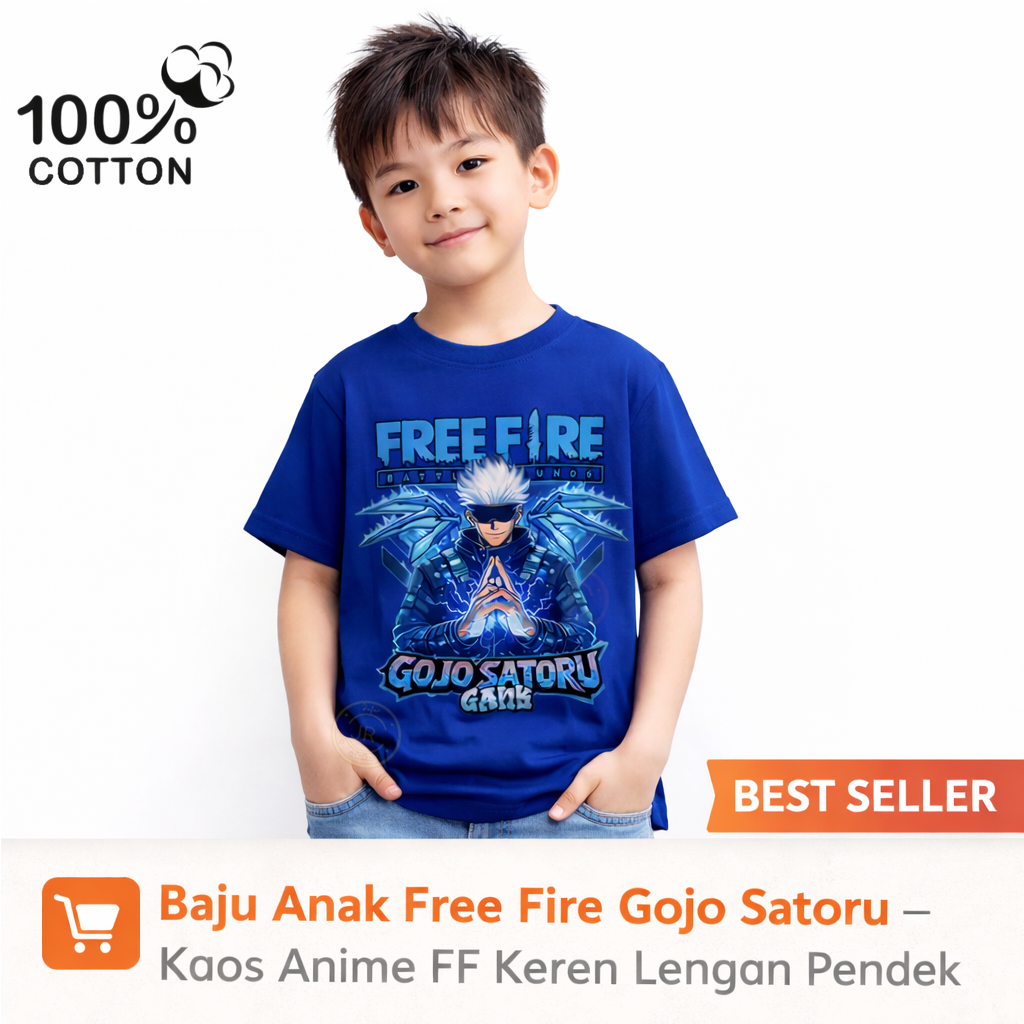 Baju Anak Free Fire Gojo Satoru – Kaos Anime FF Keren Lengan Pendek
