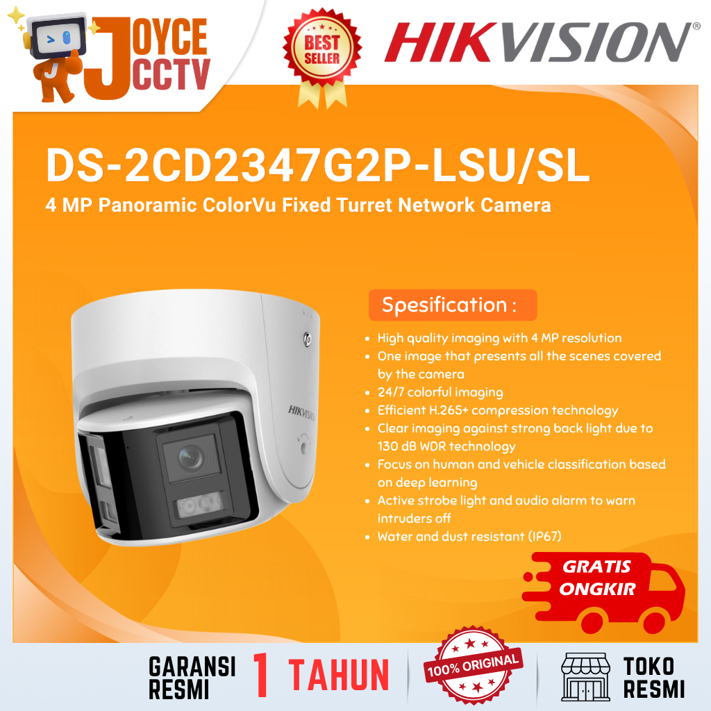 HIKVISION DS-2CD2347G2P-LSU/SL 4 MP Panoramic ColorVu Fixed Turret Network Camera