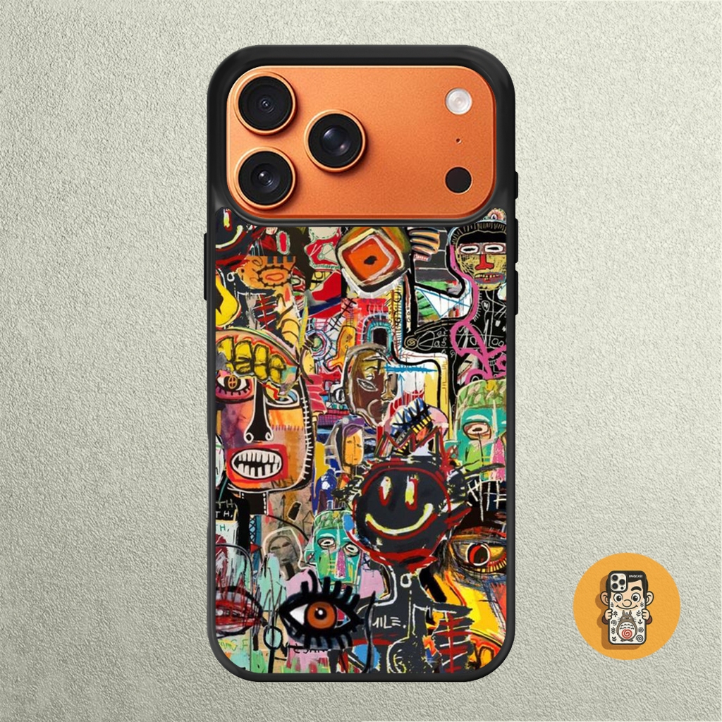 iPhone Case 17 16 15 14 13 12 11 X XR Xs 8 7 6 5 Plus Pro Max SE Rubber Softcase BASQUIAT Painting