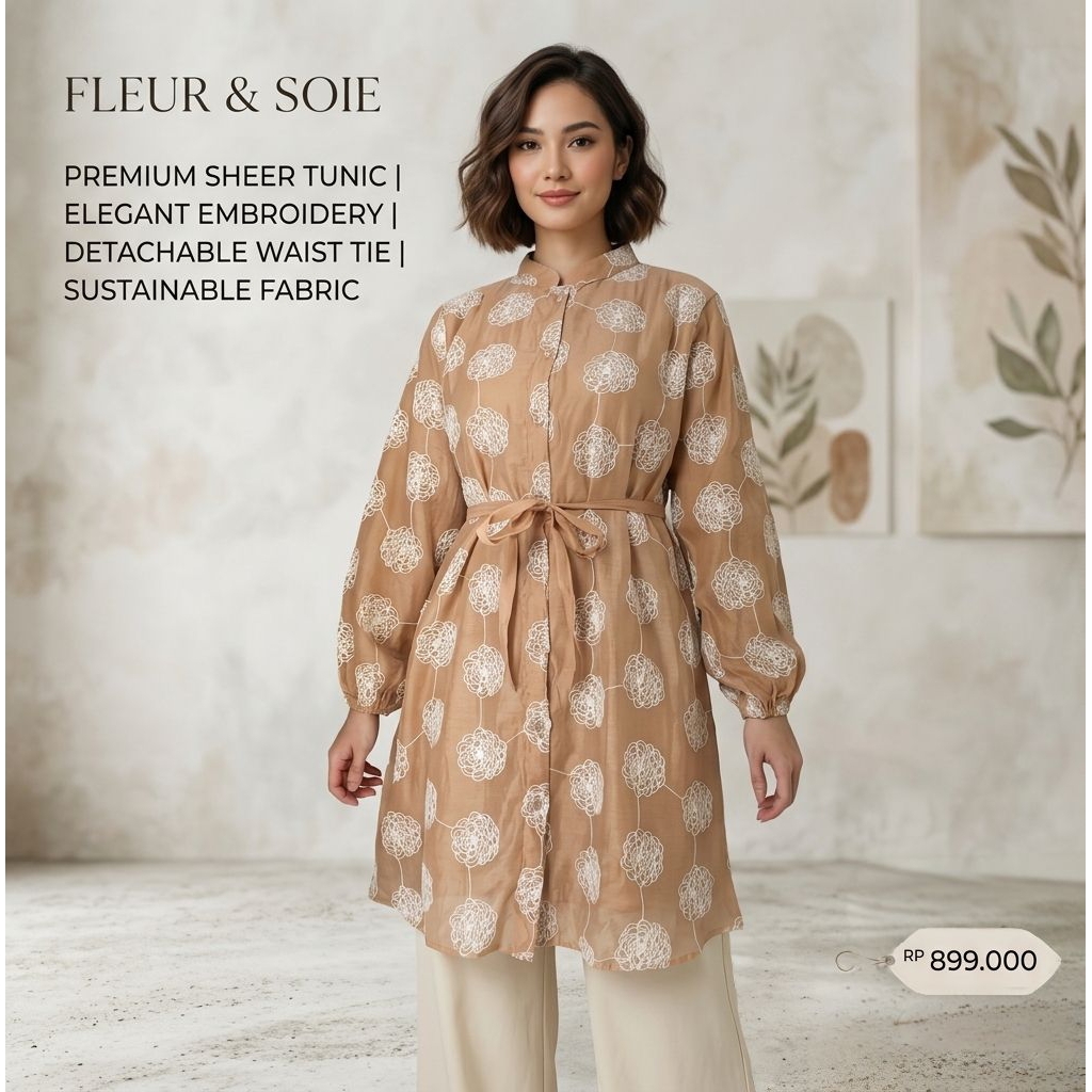 Blouse Tunik Wanita Coklat Premium | Atasan Muslimah Kekinian Elegant & Nyaman
