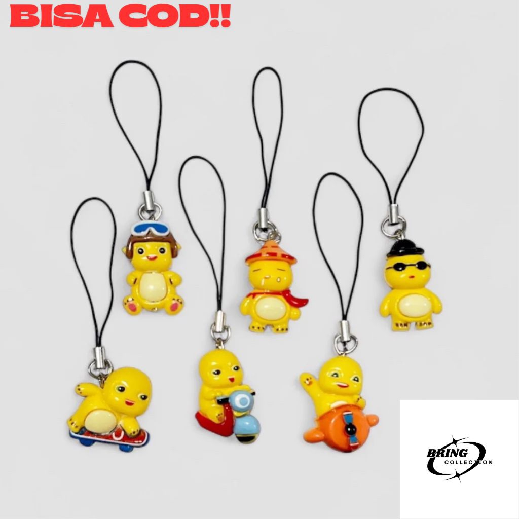 [ BISA COD ] Gantungan kunci karakter dino kuning lucu, gantungan hp dino kuning