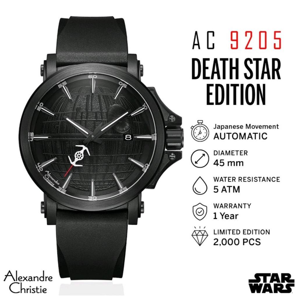 Alexandre Christie AC 9205 AC9205 MARDS1 The Death Star Wars Black Dial Black Premium Rubber Strap S