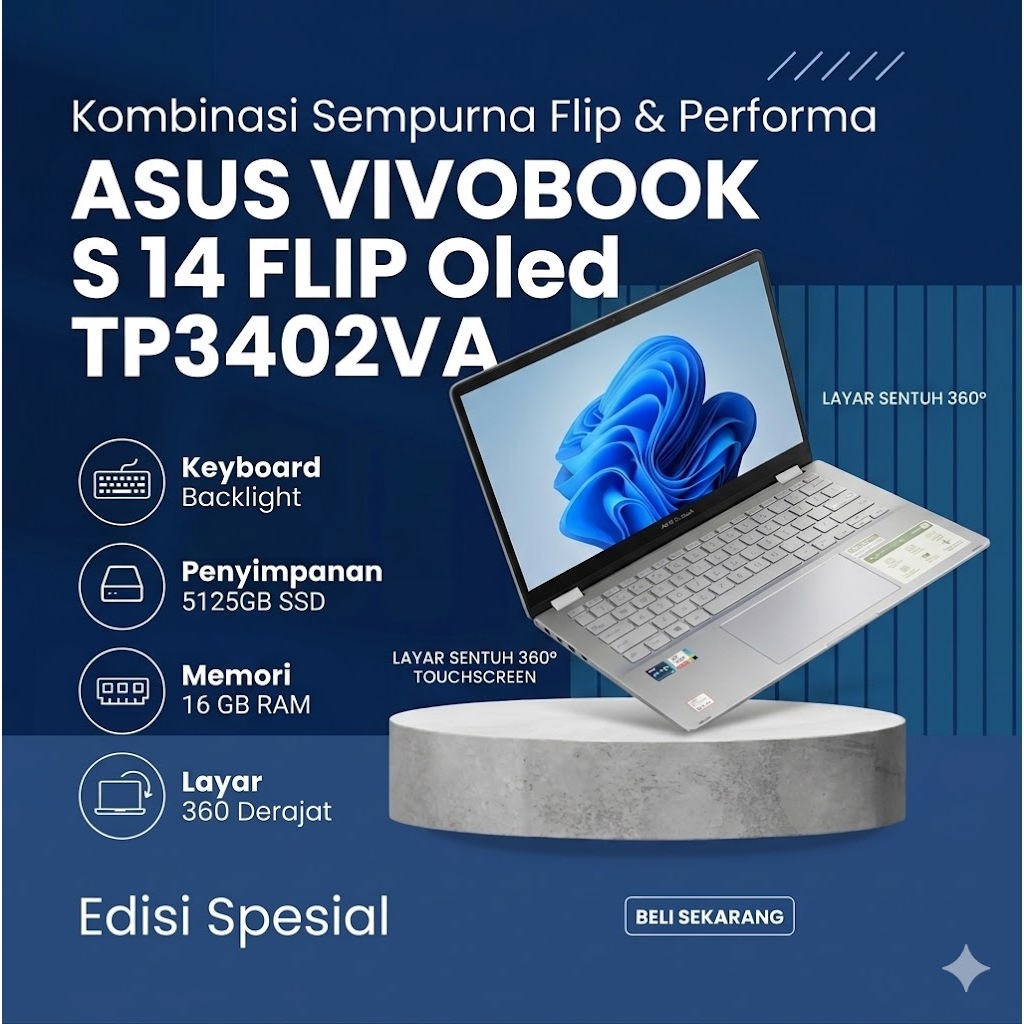 Laptop Flip OLED Asus Vivobook TP3402VA Touchscreen Intel i7-13700H Intel Iris Xe SSD 512GB