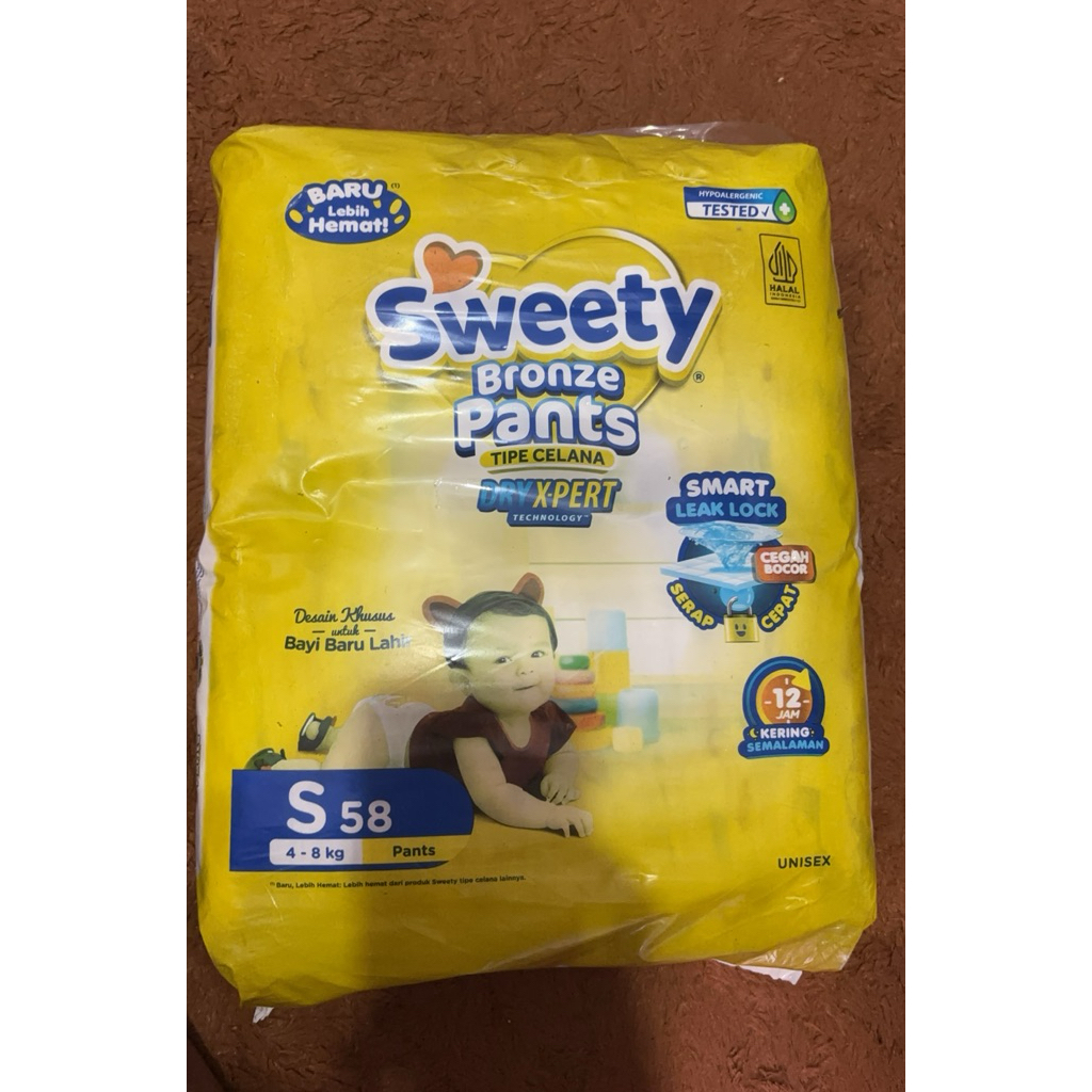 Pampers anak sweety bronze pants S 58 - pampers anak ukuran S isi 58