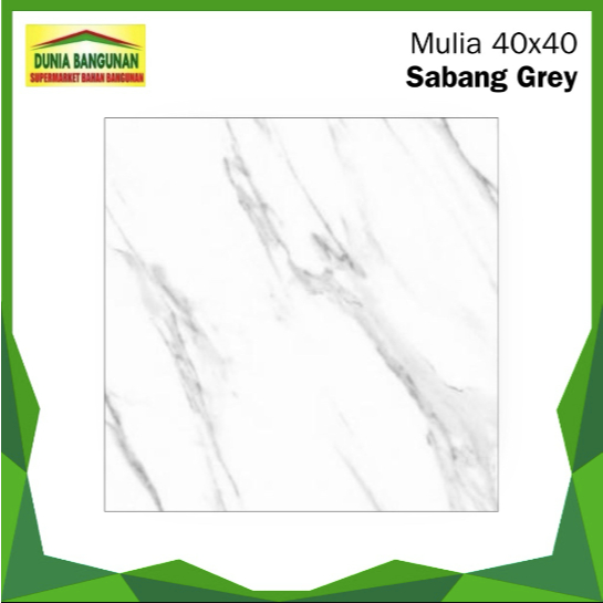 Keramik Lantai Dinding 40x40 Mulia Spectrum Sabang Grey Keramik Glossy Carara Putih Corak Abu