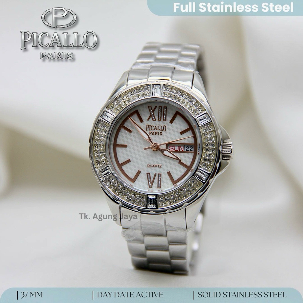 ( New Arivval ) Jam Tangan All Steinless Wanita Picallo Paris Day-Date On Premium AAA+ Mewah