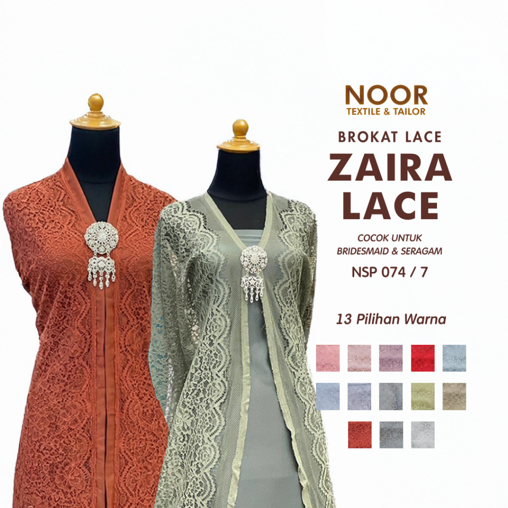 Kain Brokat Lace MURAH | ZAIRA LACE | ALL COLOR | 13 Warna | Brokat Kebaya | Brukat Bunga