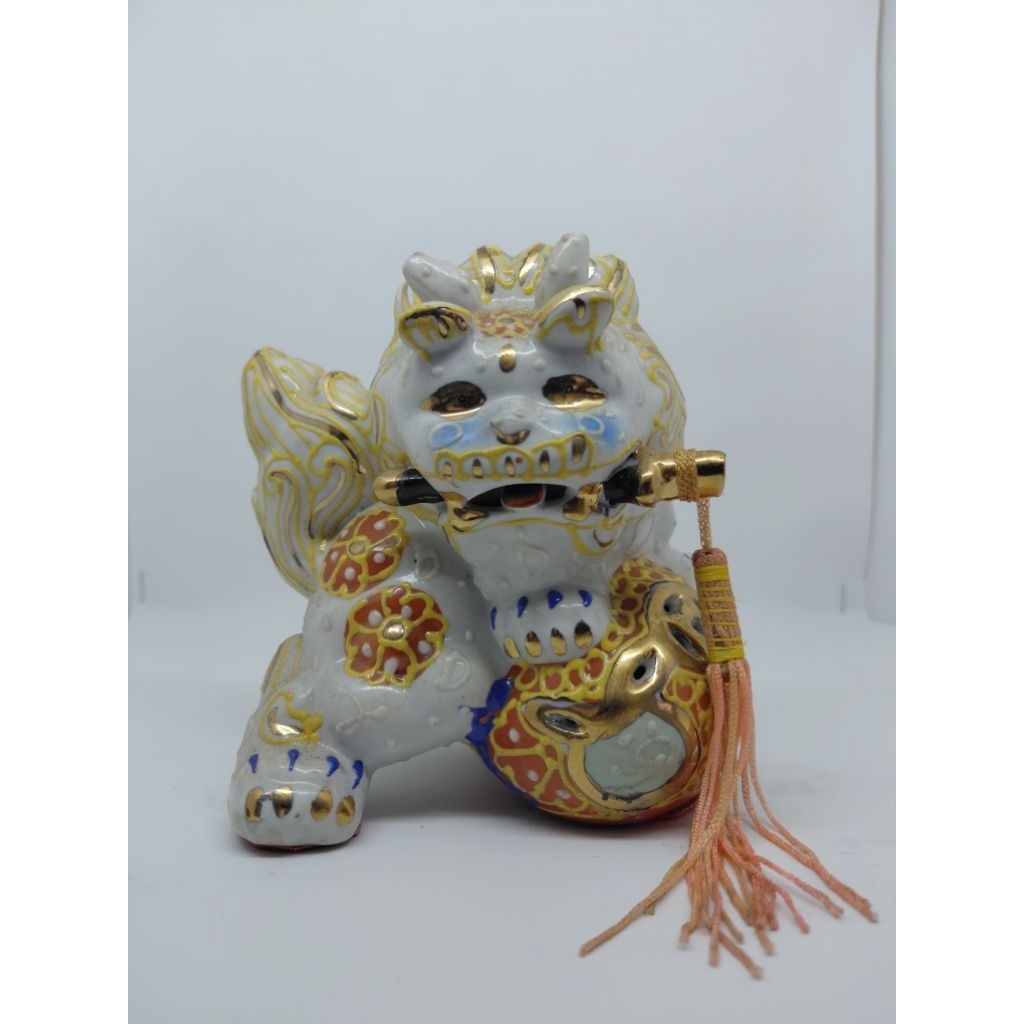 Patung Qilin Poslen Keramik Sepasang