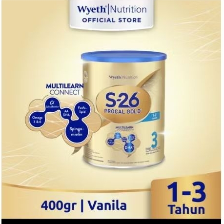 S-26 Procal Gold 3 (1-3thn) Vanilla 400gr-Susu Formula