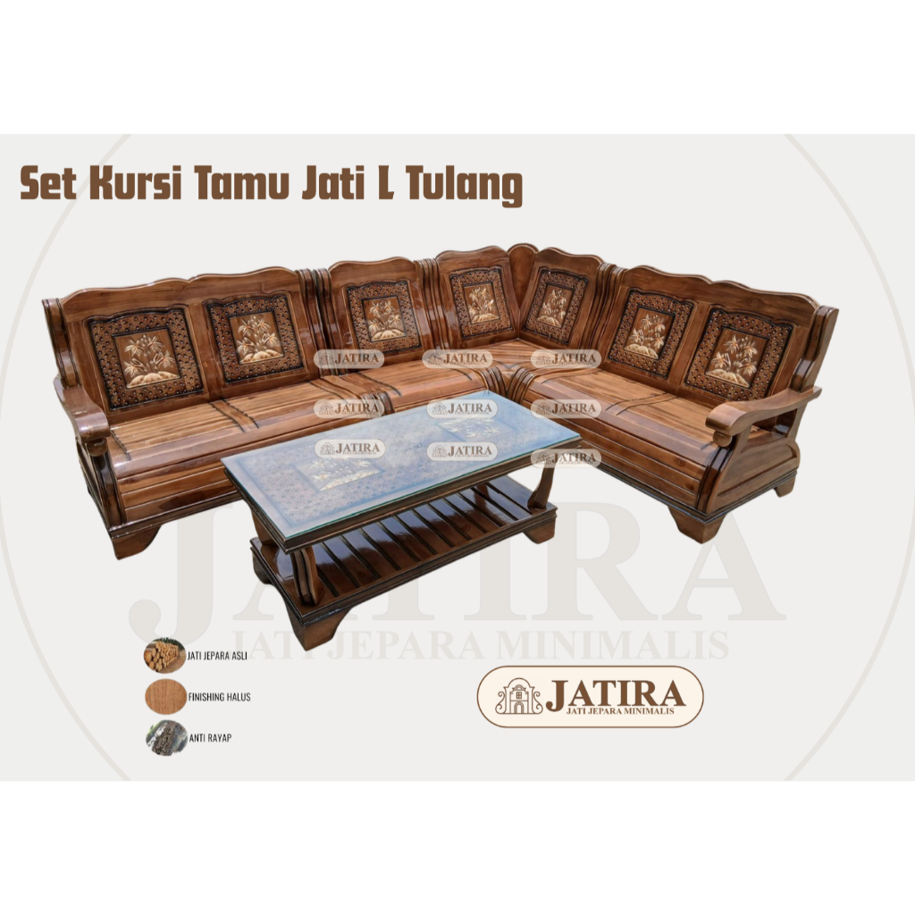 Set Kursi Tamu Jati L Tulang | Kursi Tamu Jati Jepara Asli Murah Palembang