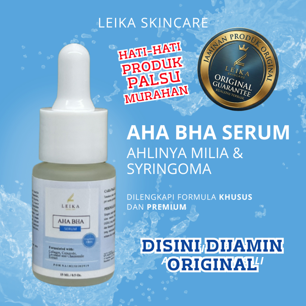 Serum AHA BHA Serum untuk Milia Leika AHA BHA Serum Penghilang Milia Bawah Mata Serum Leika AHA BHA