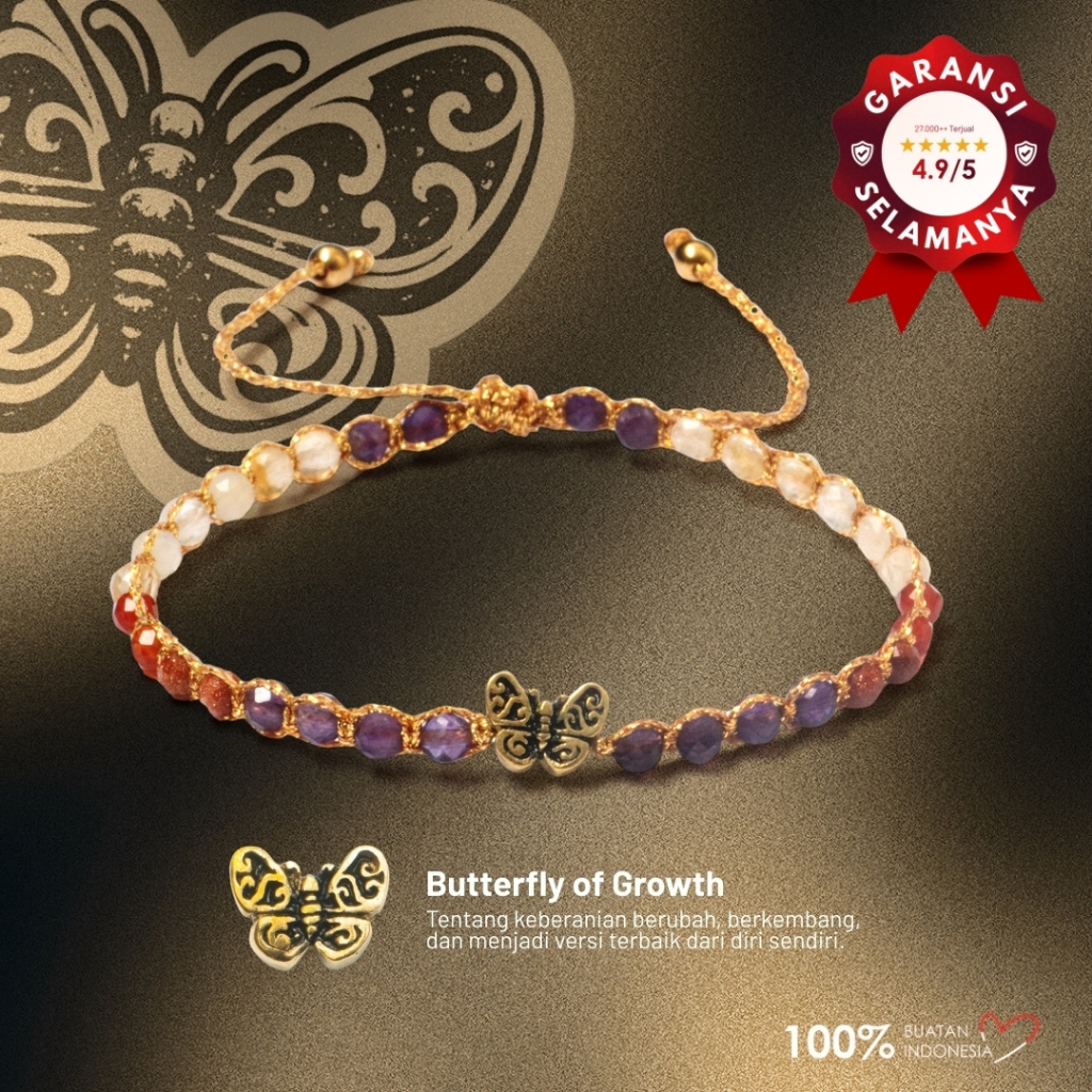 Maknavara - Butterfly of Growth - Awaken - RDNB Jewelry - Gelang Wanita/Pria - Batu Alam Natural - G
