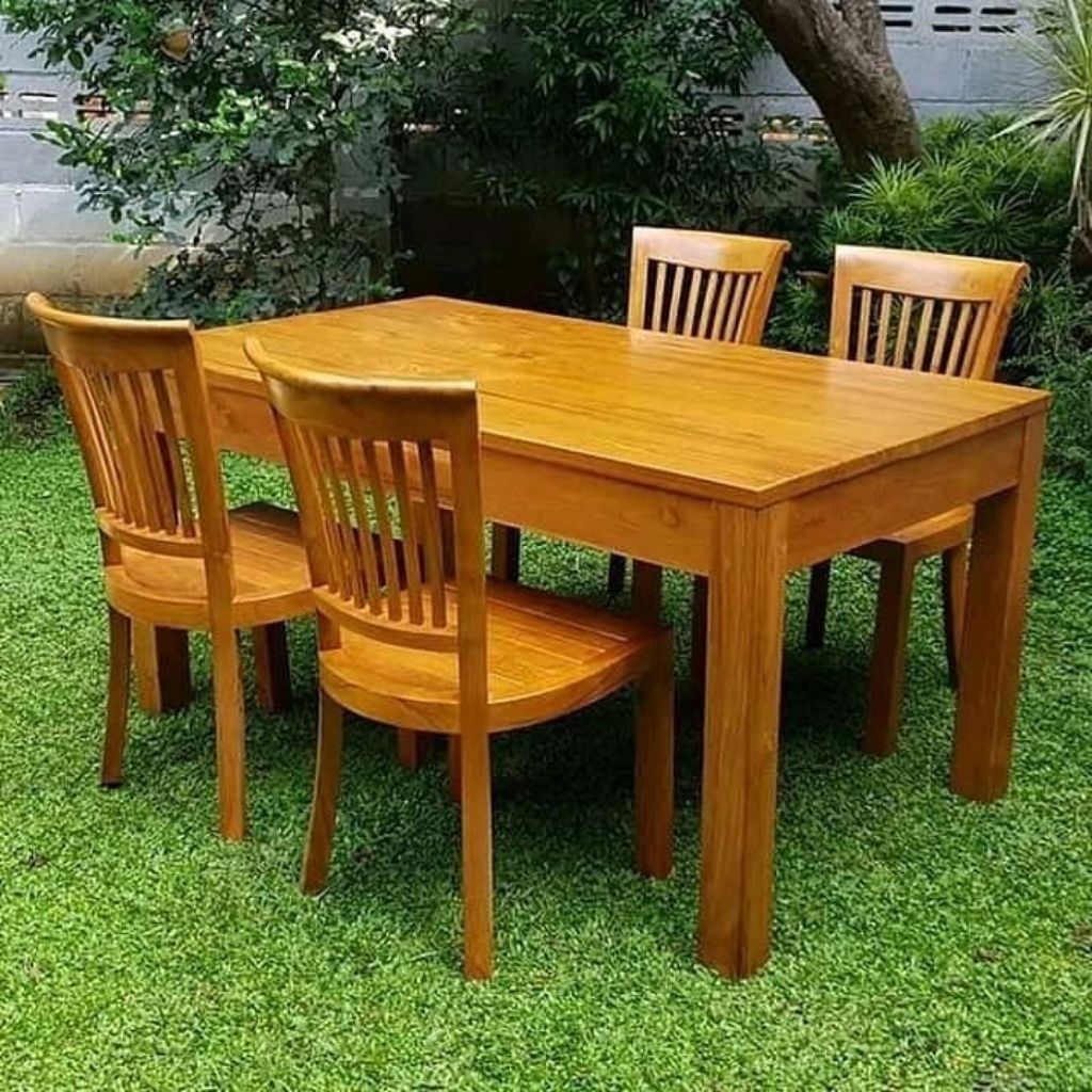 meja makan jati kursi 4