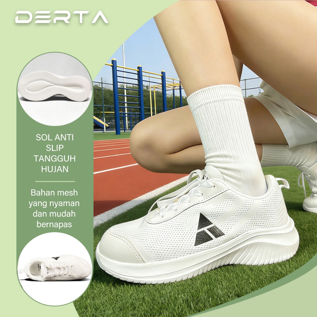 DERTA  Sepatu Sneakers Wanita Sporty Olahraga Lari Jalan Santai Ringan Breathable Keren size 36-40