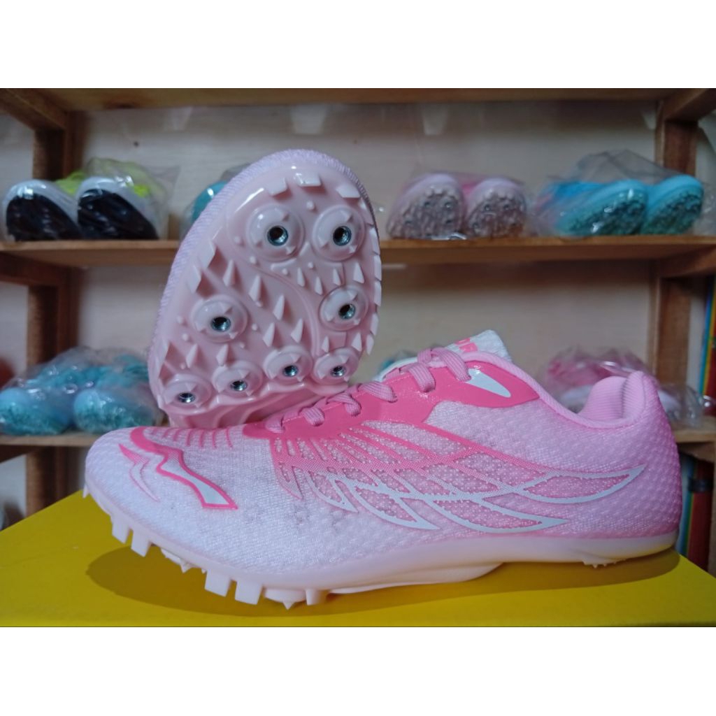 Sepatu Spikes Sprint Atletik SDEQA warna merah muda (pink)