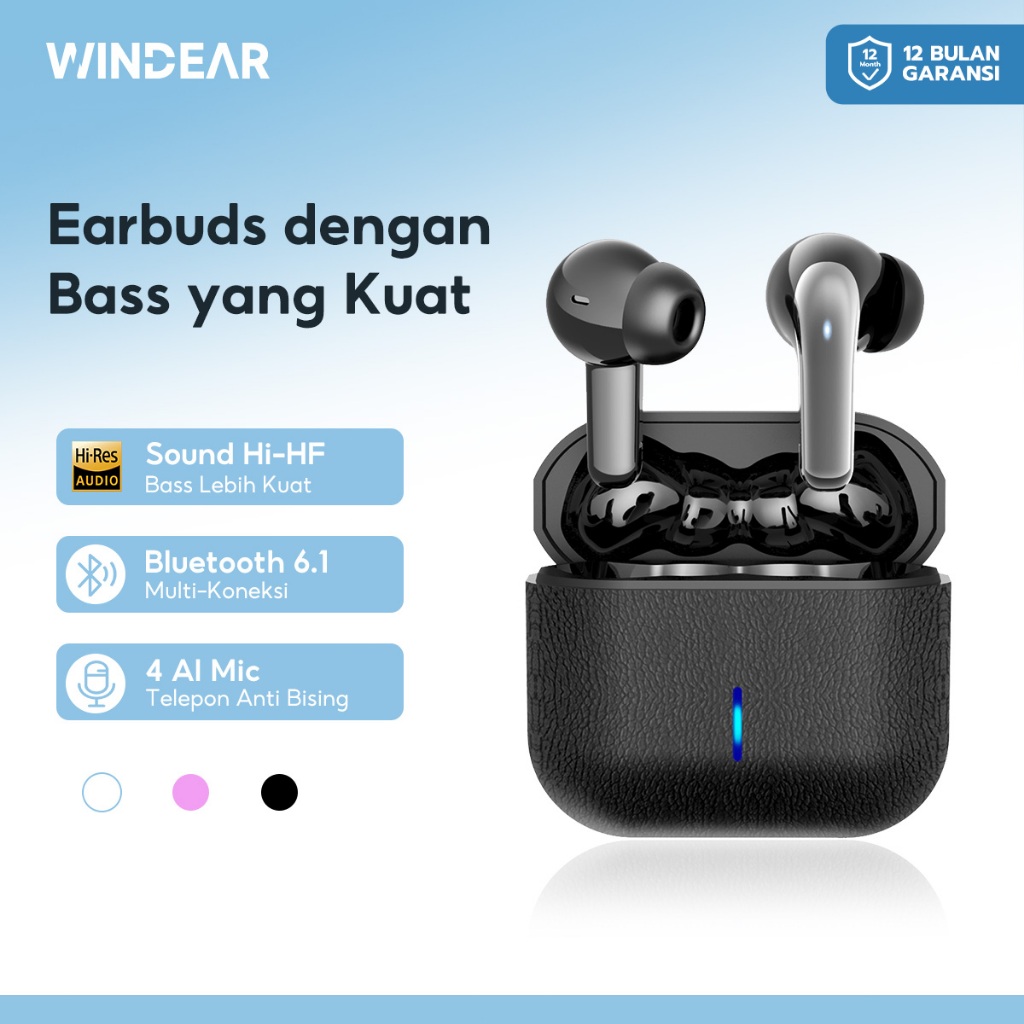 WINDEAR KT05 Bluetooth TWS earphones, Nirkabel earphones, Bluetooth 6.0 earphones, Bluetooth for mob