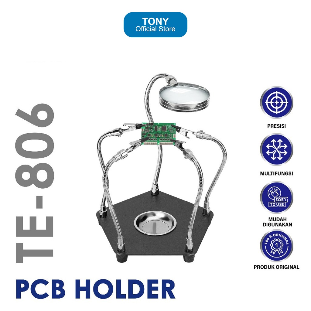 WEILAI PENJEPIT PCB & KACA PEMBESAR  TE-806 ORIGINAL - PCB HOLDER MULTIFUNGSI - RAGUM JEPIT PCB HOLD