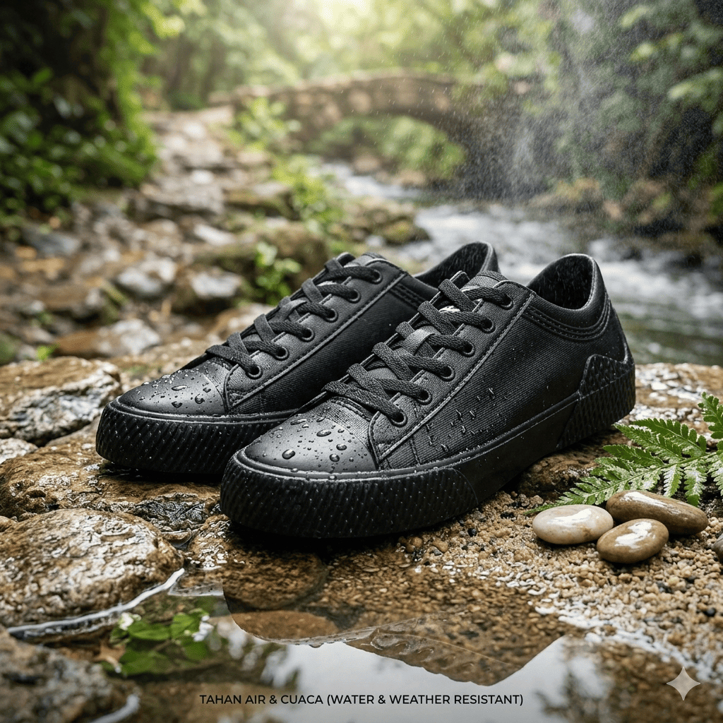 SEPATU KARET RINGAN ANTI AIR FULL HITAM KOMIN SIZE 39 - 43 / K 065