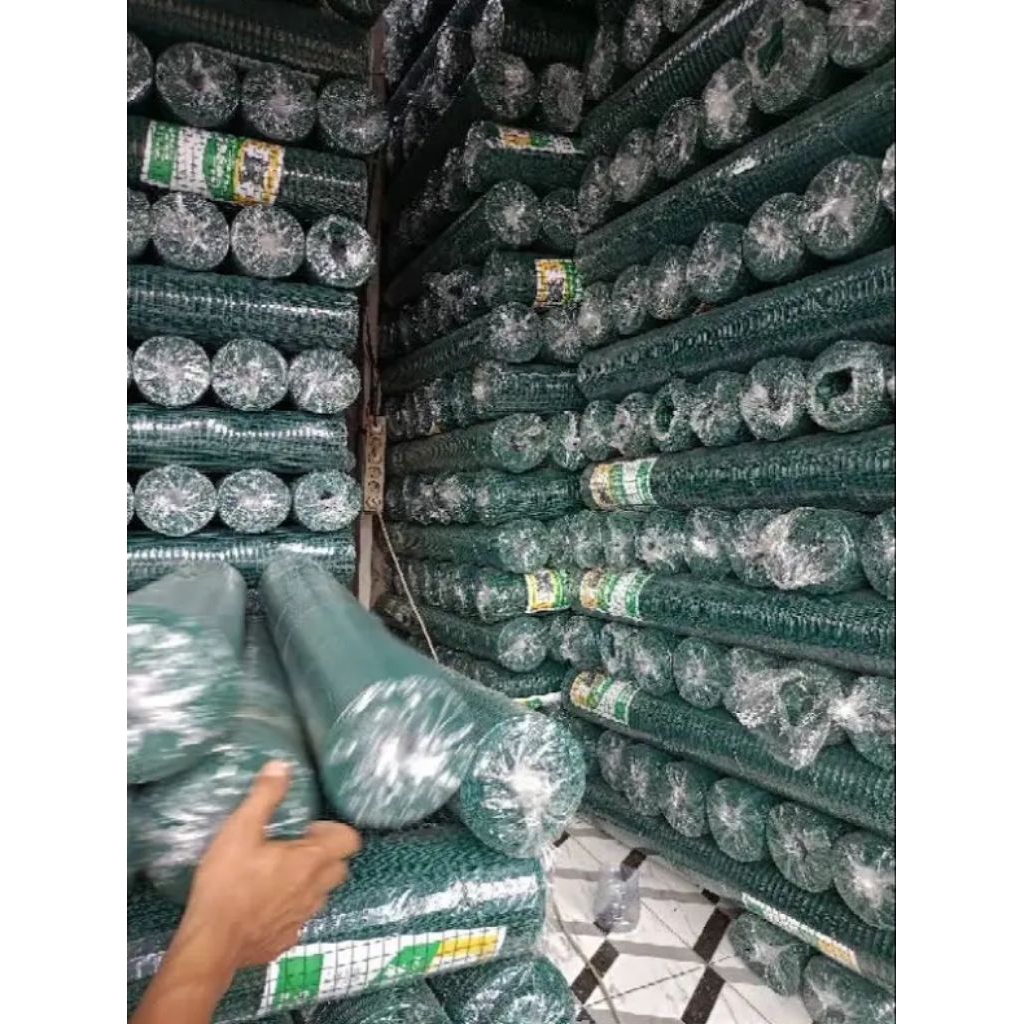 Kawat Loket Hijau Berlapis PVC / Kawat Ram Kandang Burung Ayam / Kawat Pagar Tanaman Anti Karat