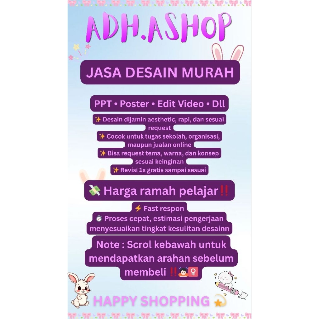 Jasa Desain Poster PPT Canva Aesthetic Murah | Edit Video Tugas Sekolah | Logo & Feed Instagram