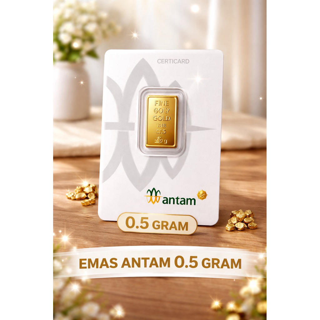 Emas Logam Mulia ANTAM 0.5 Gram - Sertifikat Asli, Investasi Jangka Panjang, Kadar 99.99%