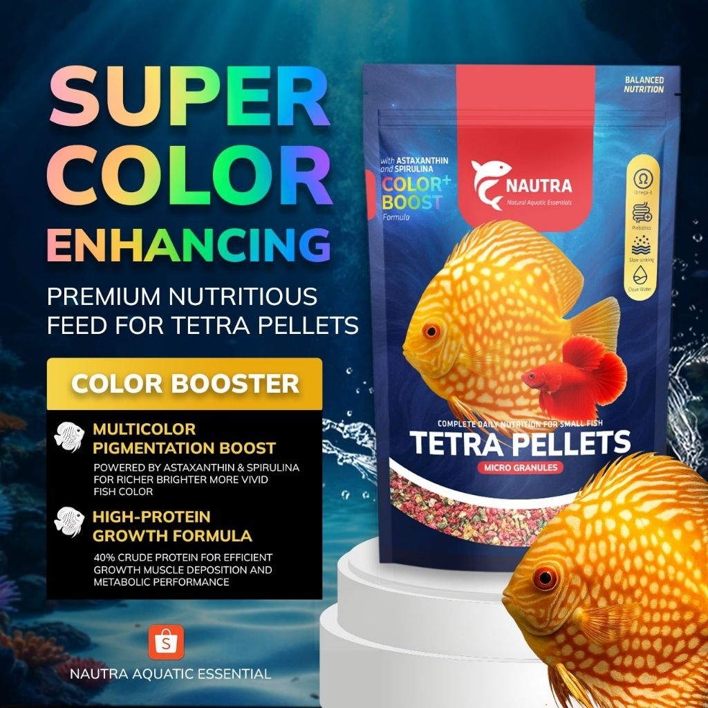 Nautra Tetra Pellets 100gr Premium - Pakan Pelet Ikan Hias Kecil Dengan Protein Tinggi - Warna Cerah