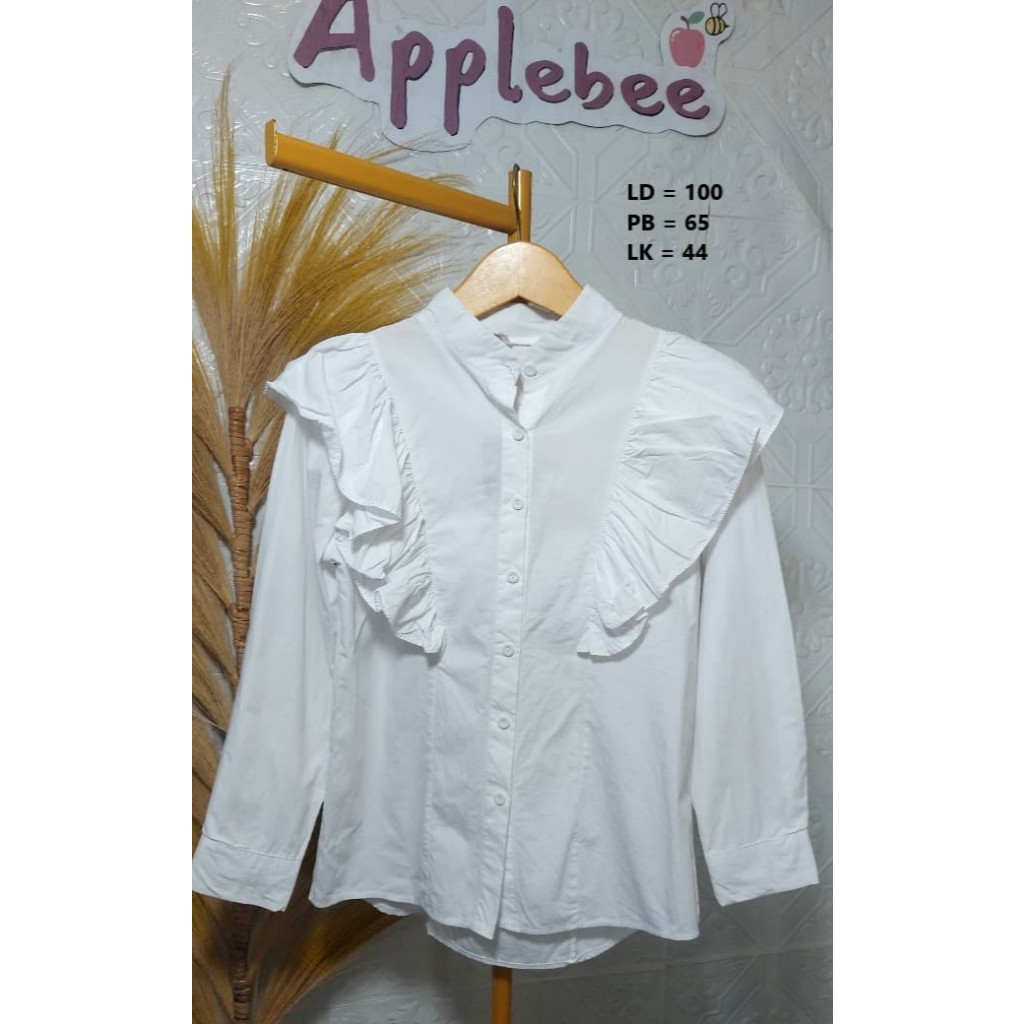 BLUS PUTIH RUFFLE KATUN POPLIN