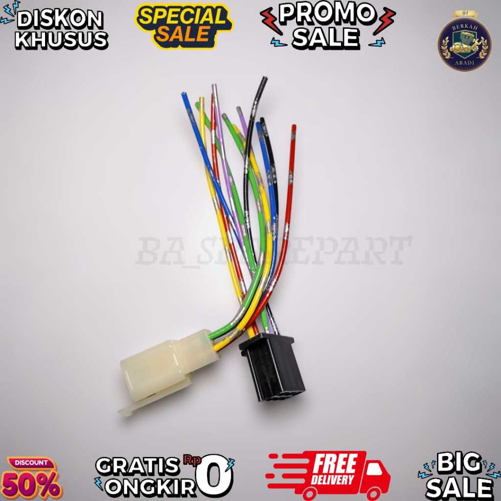Soket 6 Pin Motor Universal + Kabel | Socket Sambungan Kabel 6 Pin Male Female