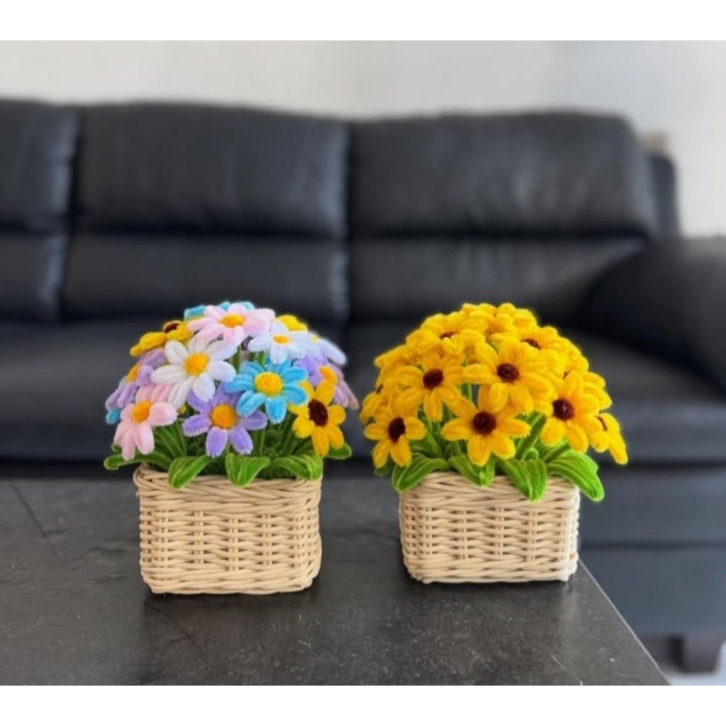 Bunga Pot kawat bulu / bunga kawat bulu /hiasan rumah/ bunga hias