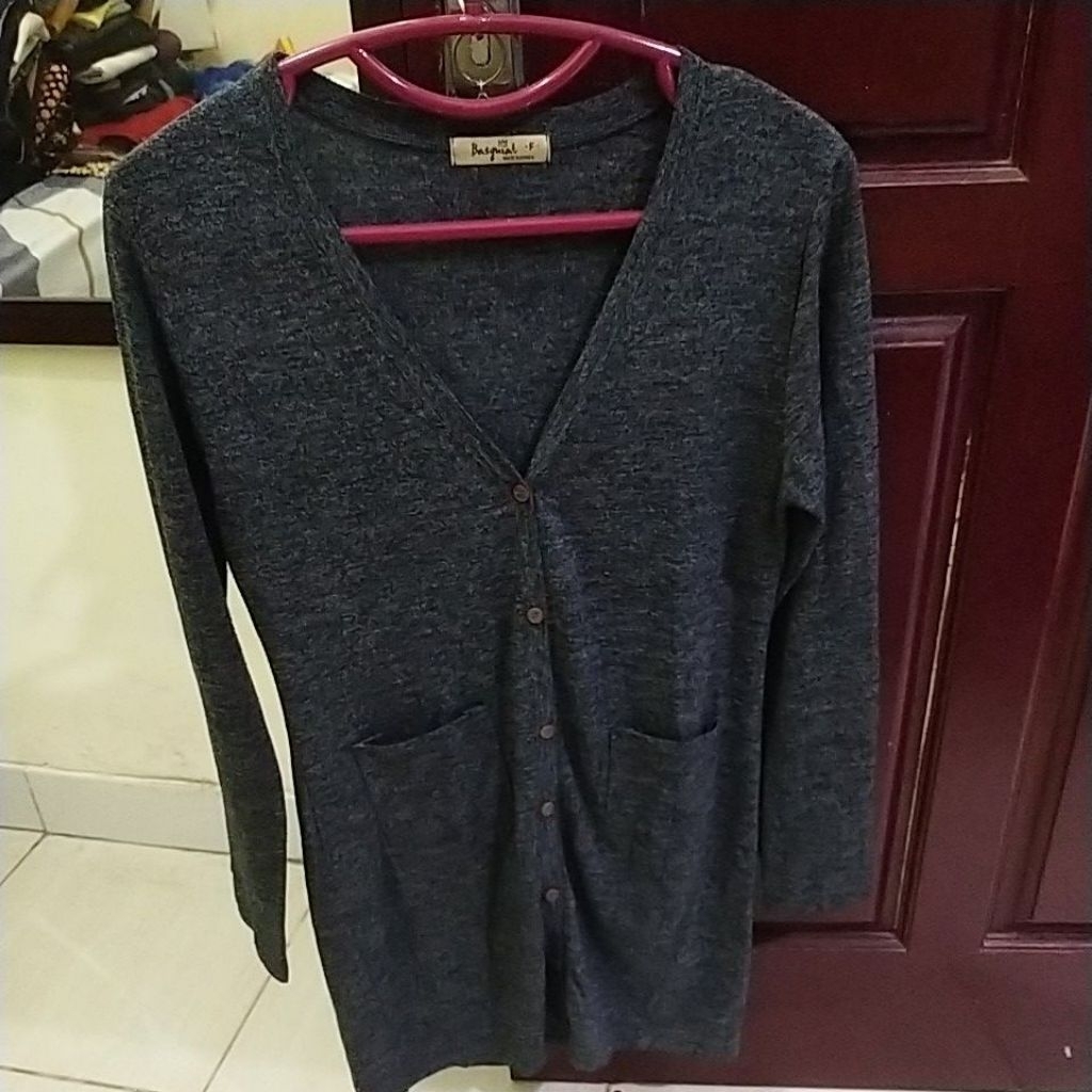 cardigan tunik abu tua