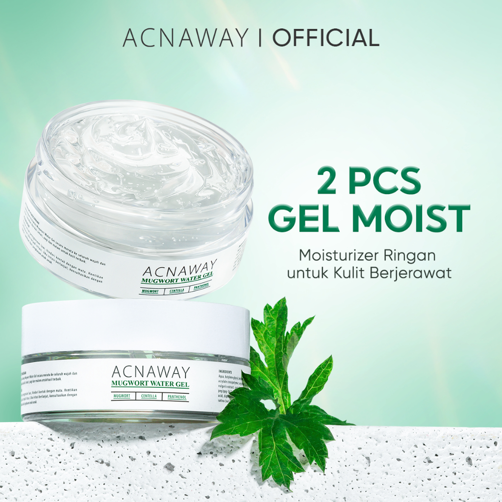 ACNAWAY 2PCS Mugwort Water Gel Moisturizer - Moisture Gel Pelembab Wajah Untuk Kulit Berjerawat Acne