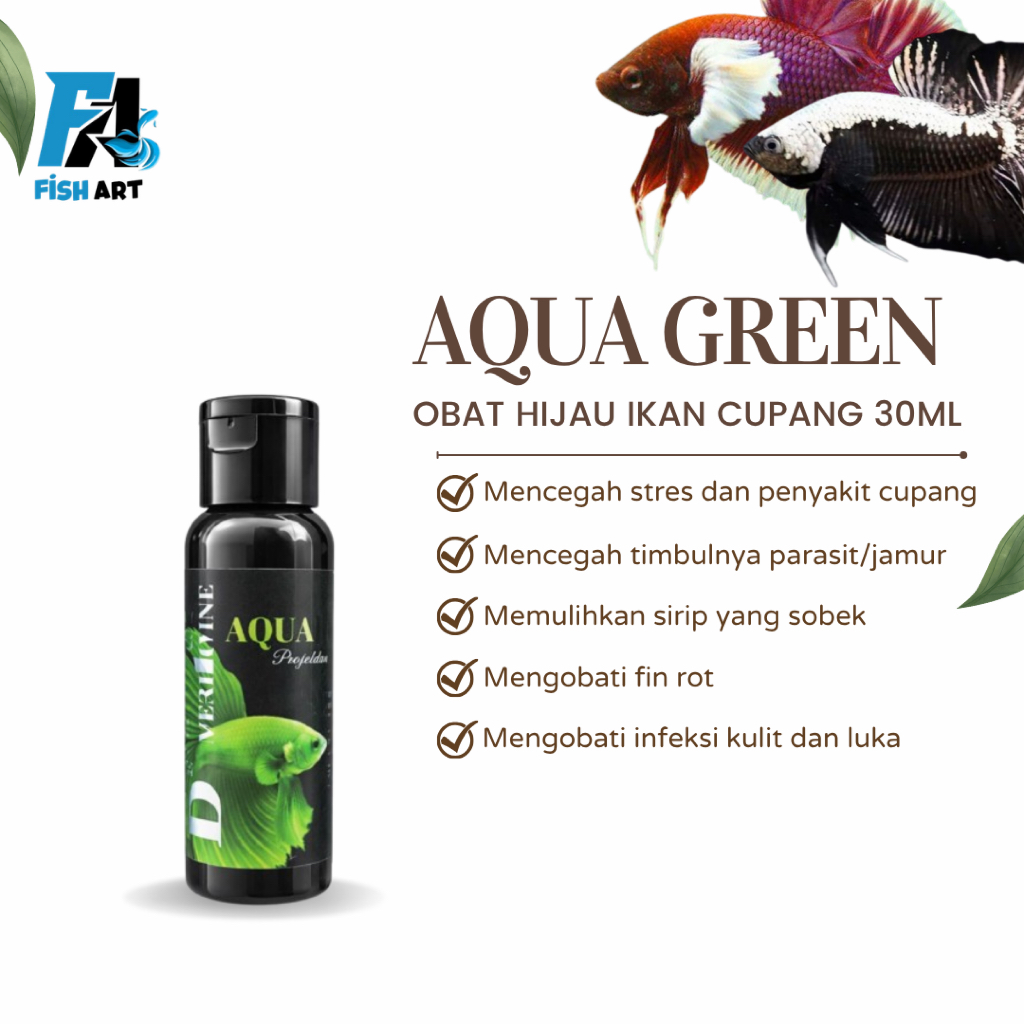 OBAT HIJAU AQUA GREEN (30ML) UNTUK IKAN CUPANG | UNTUK PENGOBATAN DAN PENCEGAHAN IKAN CUPANG | OBAT 