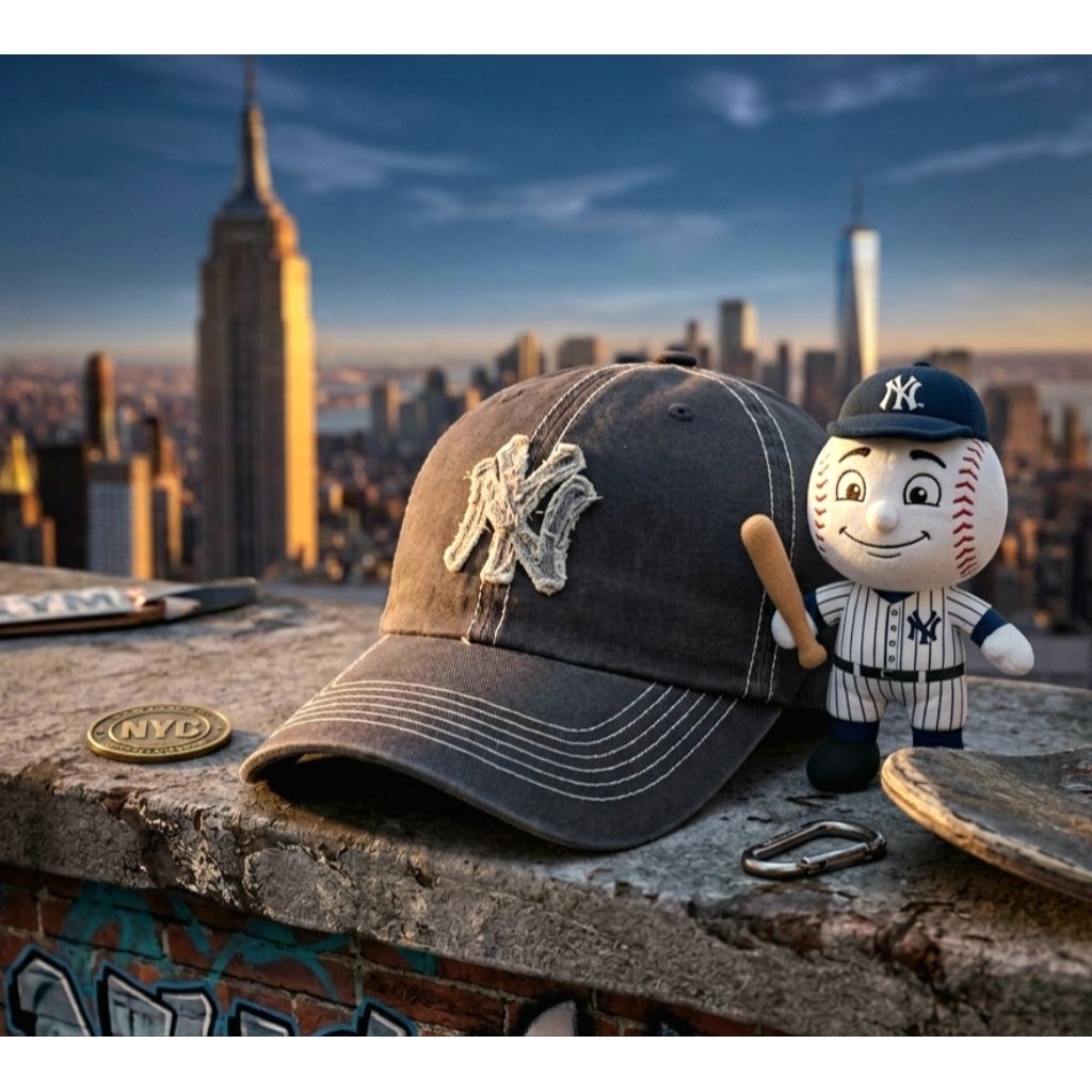 Topi Baseball Vintage Newyork Yankees MLB Original Second Warna Abu-abu Washed