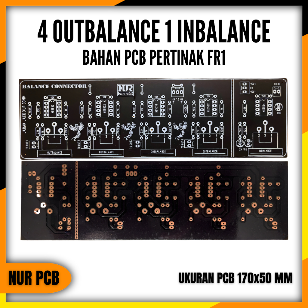PCB Audio Distributor Balance 1 In 4 Out NE5532 NE5534 15VCT Out Balance 17x5cm ACC-018