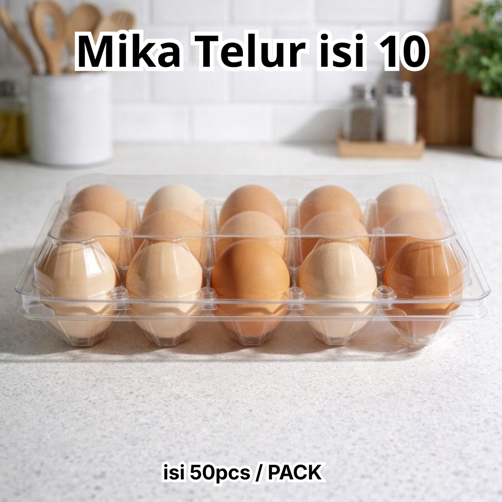 (50pcs) Mika Telur Isi 10 Dengan Pengunci Bahan Mika Tebal Lubang 6 Tebal