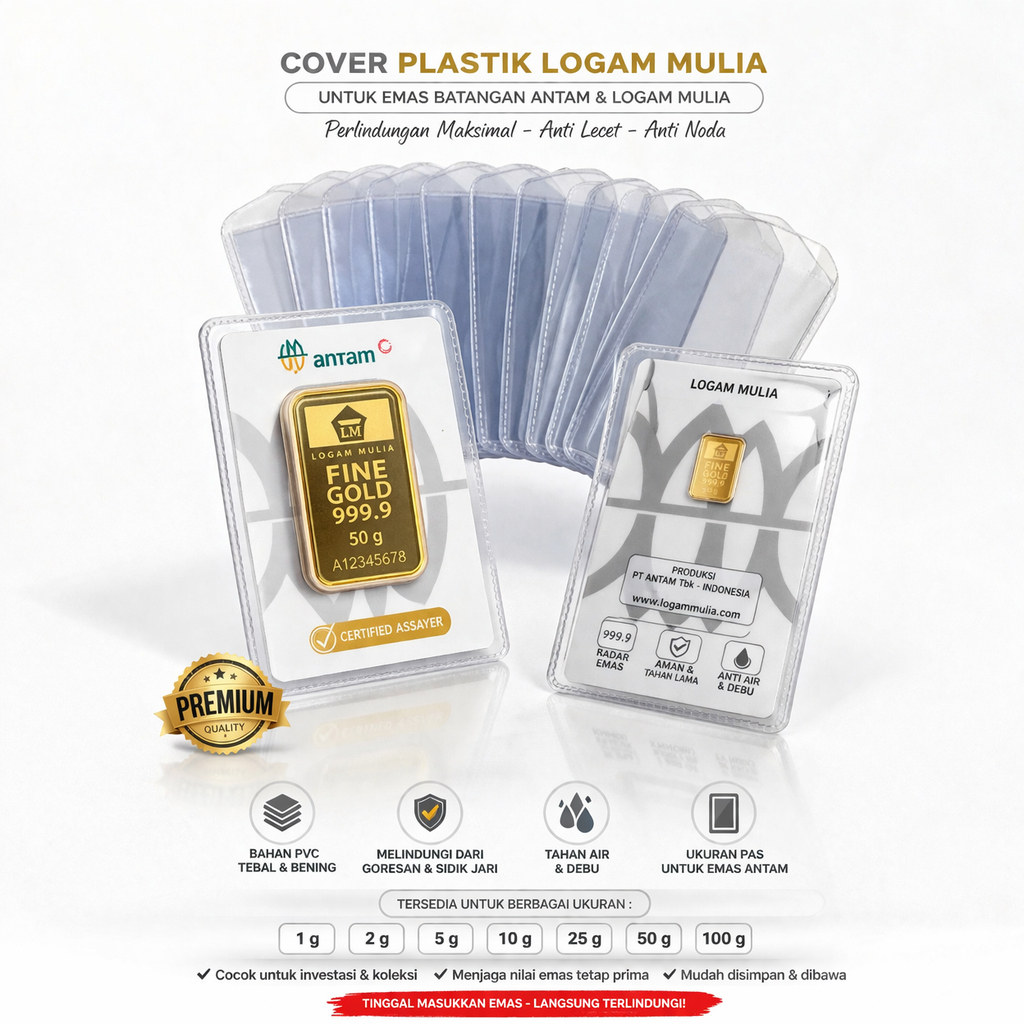 Cover Plastik Logam Mulia Antam 0.5g–10g / Pelindung Emas LM / Isi 5 pcs