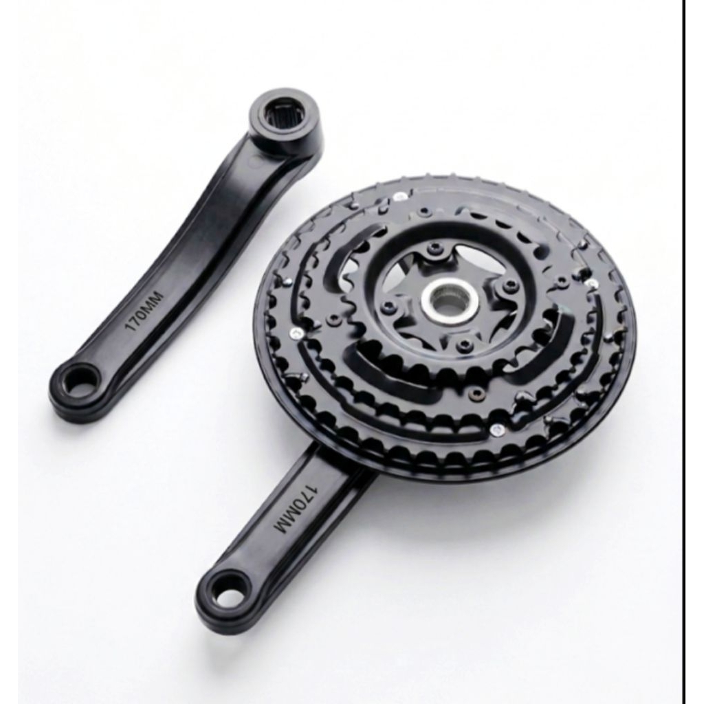Crank sepeda mtb anti karat arm lapis plastik crank 24 - 42 T panjang arm 170 mm crank sepeda 3 spee
