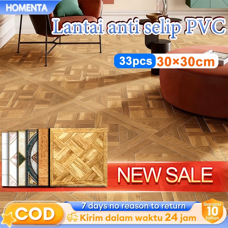 Stiker Lantai Anti Slip Perekat Diri 30x30 cm Tahan Air - Motif Marmer/Kayu Kamar Mandi Dapur 33 Lem