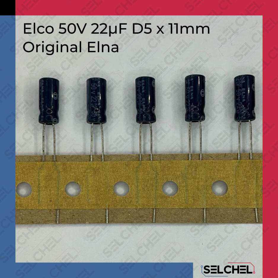 Elco 50V 22uF D5 x 11mm Original Elna Kapasitor Elektrolit Radial PCB Audio Filter PSU Power Supply