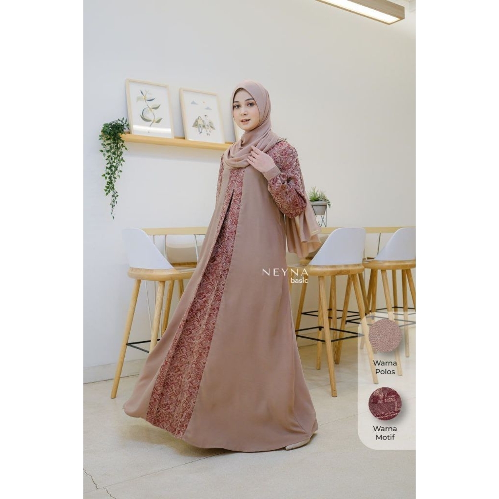 Baju gamis remaja dewasa neyna basic motif ethnik batik