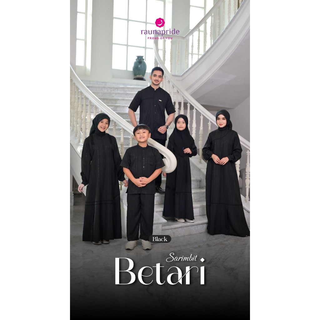 Sarimbit Betari Black Baju Couple Keluarga Muslim - Rauna Pride