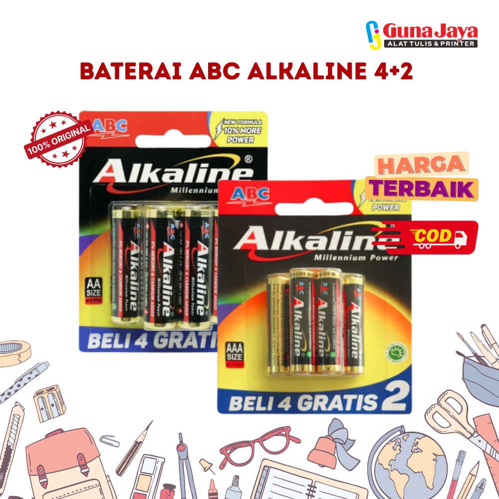 Baterai ABC Alkaline 4+2 - Baterai Alkaline