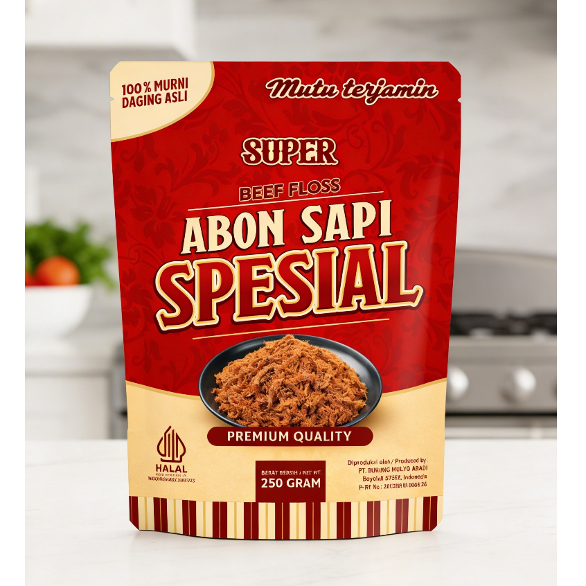 Abon Sapi Super SPESIAL 250 gram | Kualitas PREMUIM | Boyolali | Abon Sapi Halal 100% Daging Asli | 