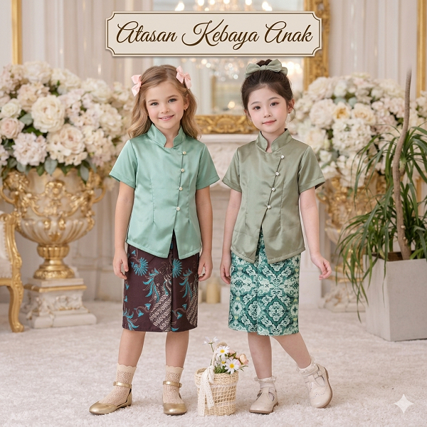 ATASAN KEBAYA ANAK JANGGAN SATIN POLOS PENDEK KEBAYA WISUDA KARTINI PREMIUM MURAH 3-5 TAHUN KEBAYA K