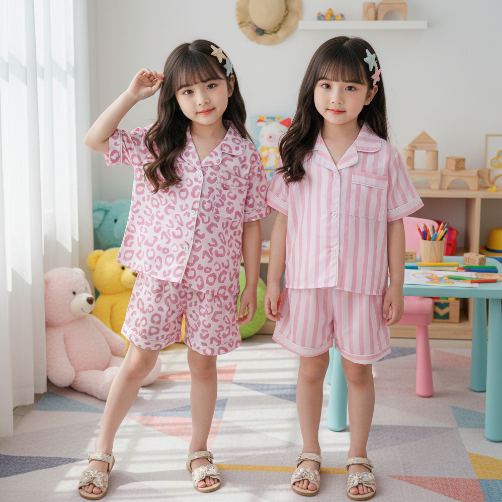 Najwa - Kanina Setelan Piyama Hotpants Anak Cewek Cowok Motif Lucu Kekinian / Setelan Baju Tidur Ana