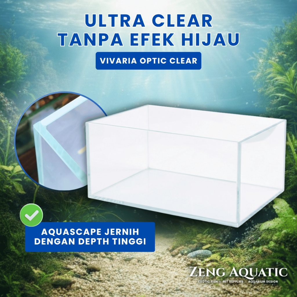Aquarium Optic Clear Jernih Premium – Ukuran 36X22X26 45X27X30 60X35X35 Akuarium Kaca Bening Vivaria